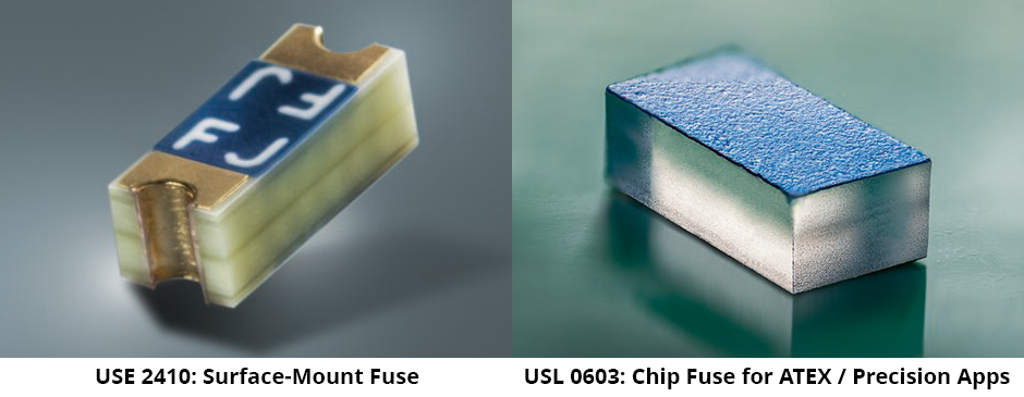 USE 2410: Surface-Mount Fuse and USL 0603: Chip Fuse for ATEX and Precision Apps